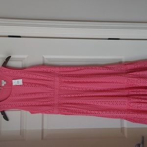 J. Crew pink eyelet midi dress. NWT